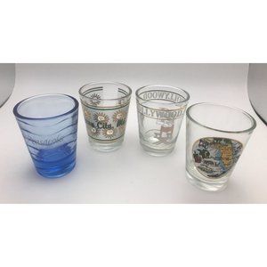 SET OF 4 "PLACES IN THE U.S." SHOT GLASSES Florida, Pensacola, Hollywood & Ocean